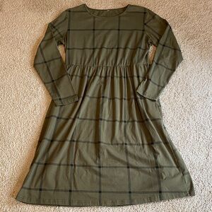 Stylish Green Plaid Kids Dress